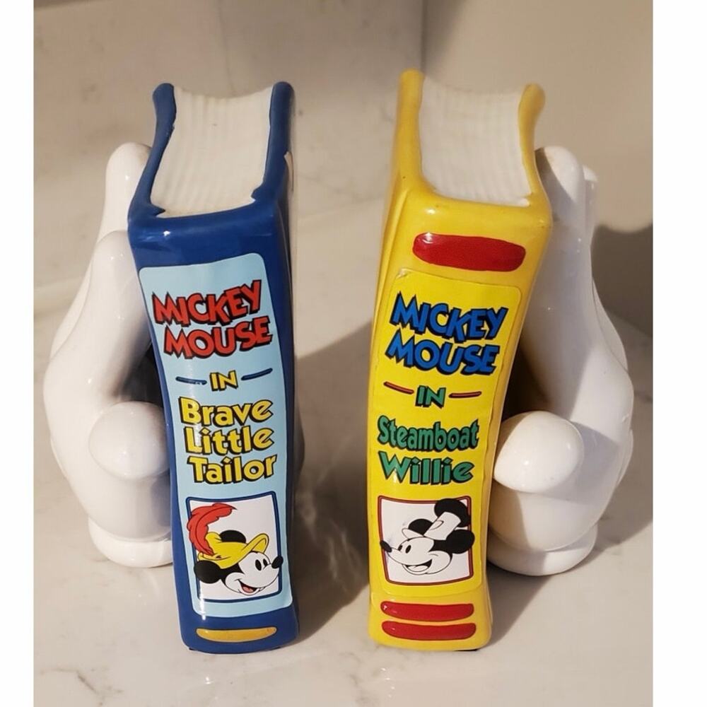 Vintage Enesco Walt Disney Mickey Mouse Steamboat Willie Gloves Bookends